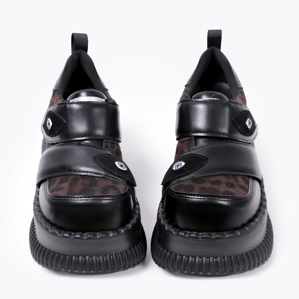 Gothic-Plateau-Loafer mit Leoparden-Mikrofaser-Detail