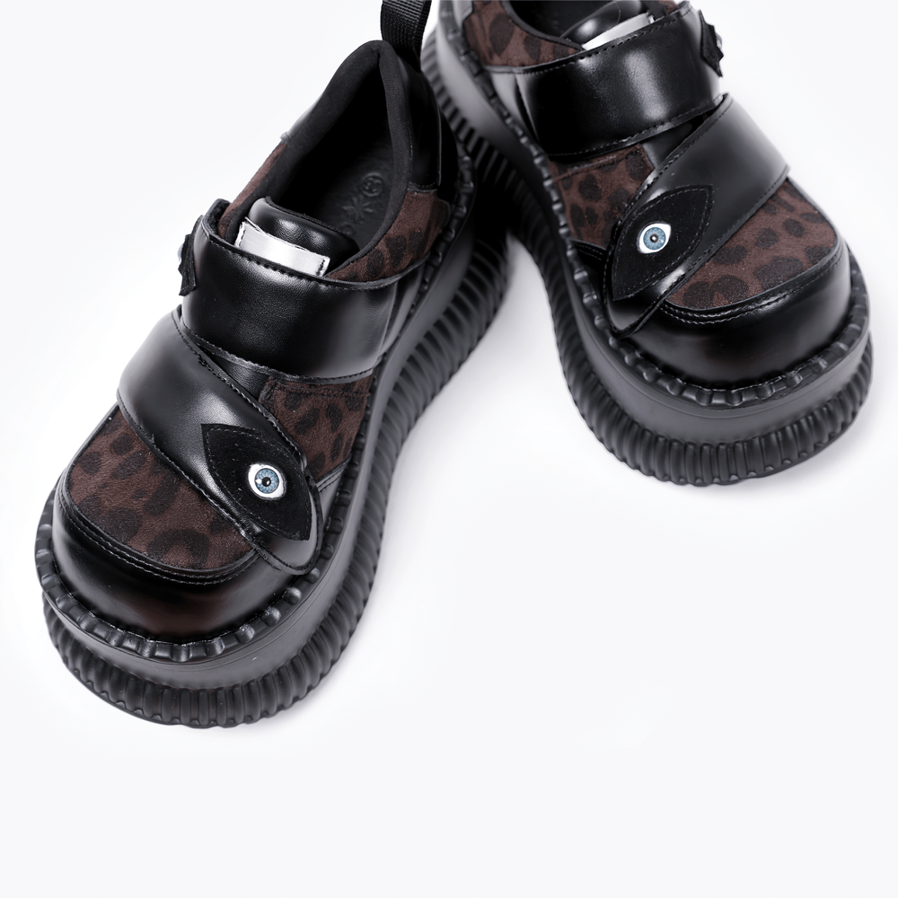 Gothic-Plateau-Loafer mit Leoparden-Mikrofaser-Detail