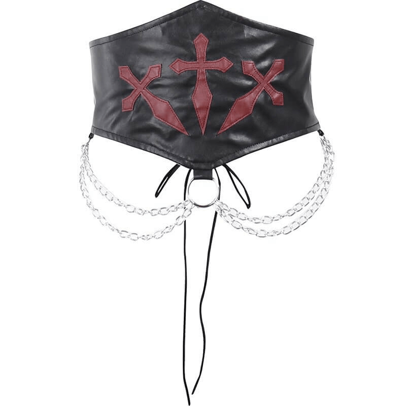 Gothic PU Leather Corset Belt with Chain for Lady / Vintage Women's Accessories - HARD'N'HEAVY