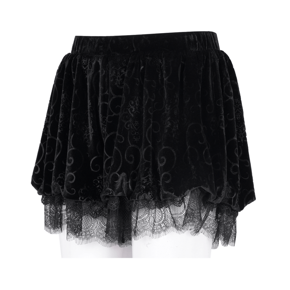 Gothic Puff Shorts with Lace Trim and Baroque Patterns