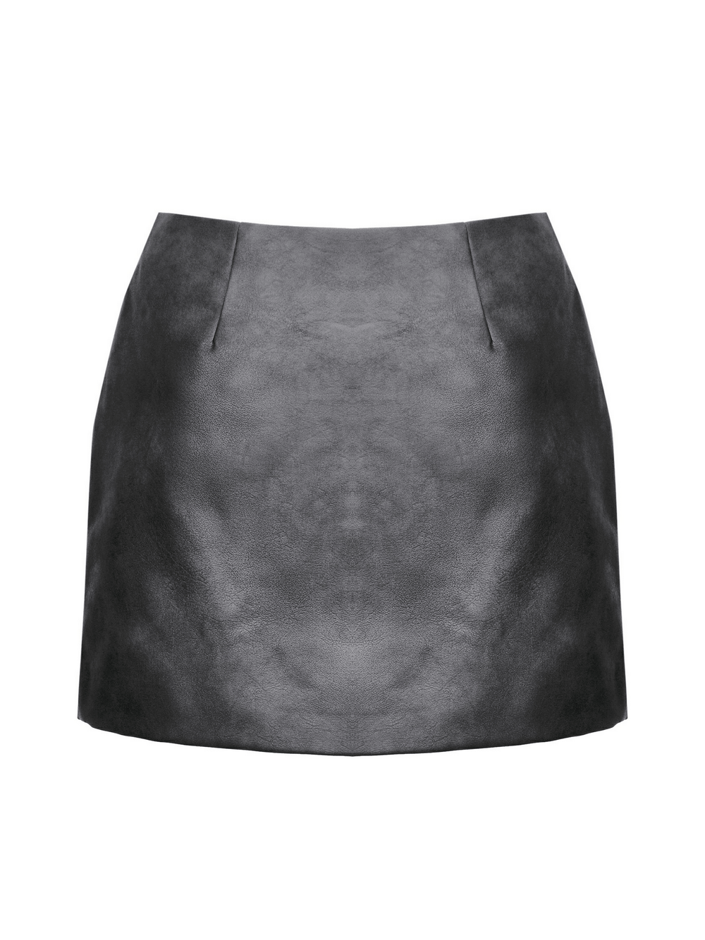 Gothic punk black faux leather mini skirt with buckle straps and fitted silhouette for edgy style.
