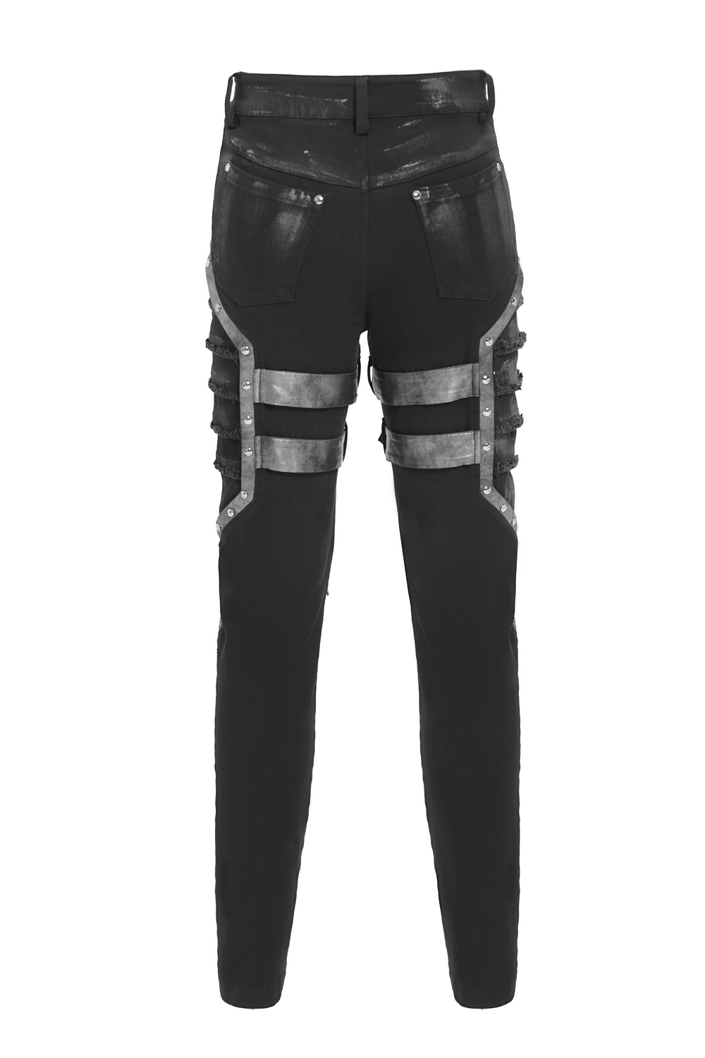 Gotische Punk-Hose mit Schnallen und abgenutzten Metalldetails