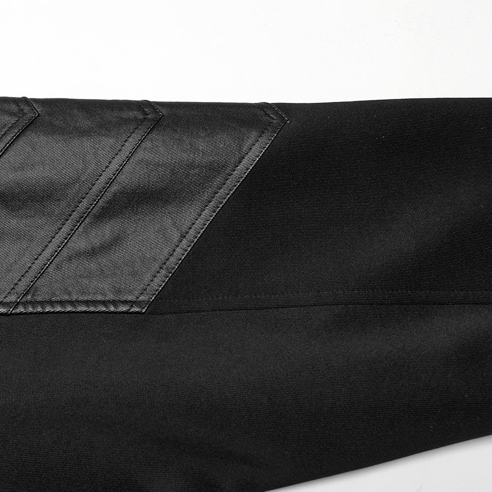 Gothic punk hooded sweatshirt sleeve featuring unique rubberized leather armor elements and sleek design.