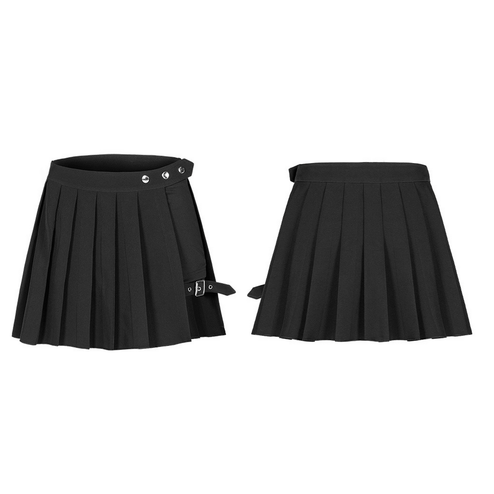 Gothic Punk plaid mini skirt with pleats and adjustable waist, perfect for a stylish Harajuku look.