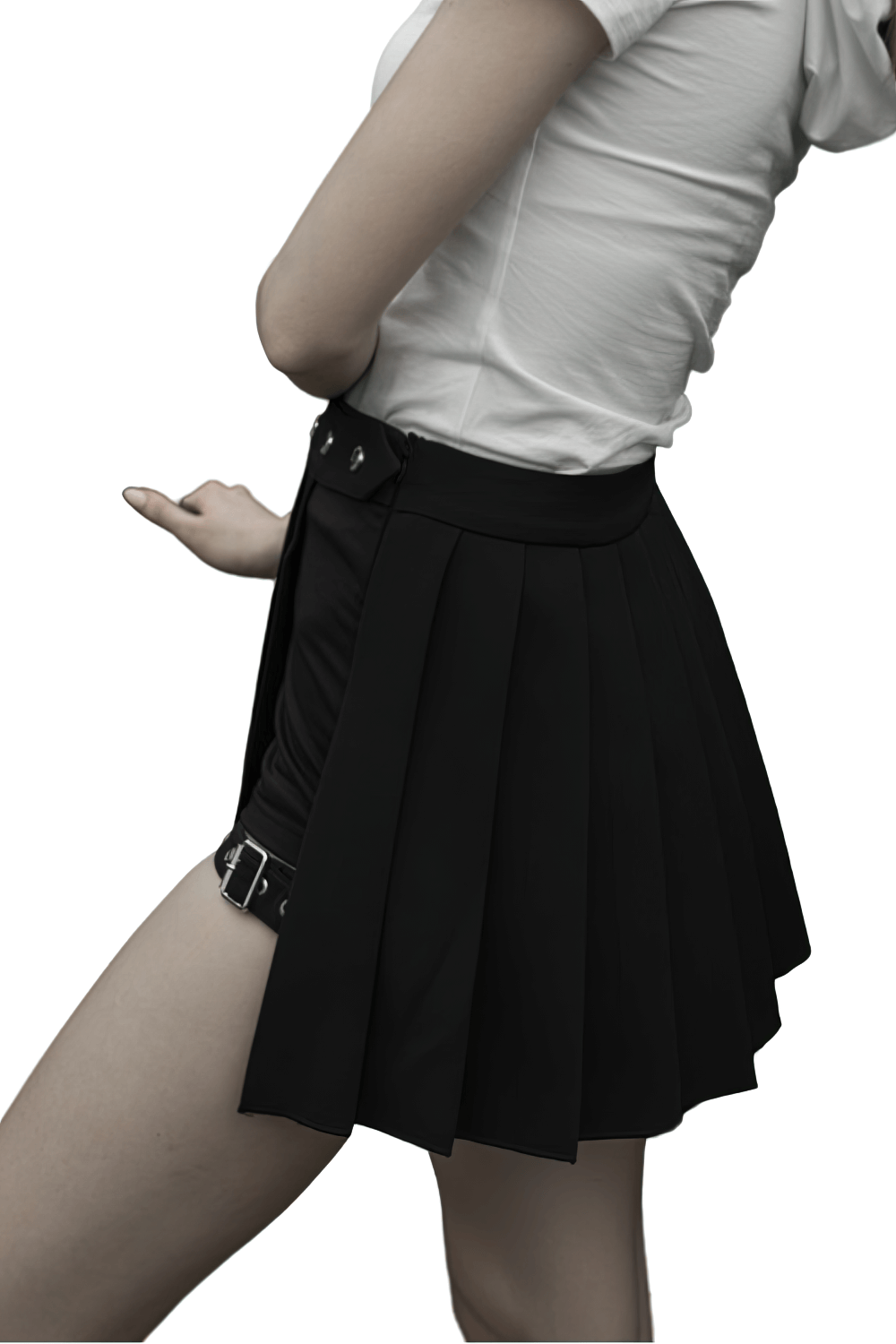 Gothic Punk Plaid Mini Skirt Asym Falsies Two-Piece