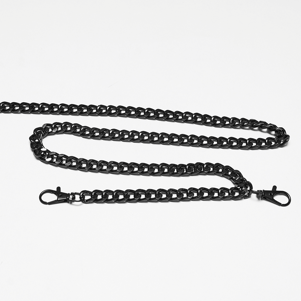 Gothic Punk Rabbit Doll and Body Chain Accessory - edgy black chain with clips for versatile styling options.