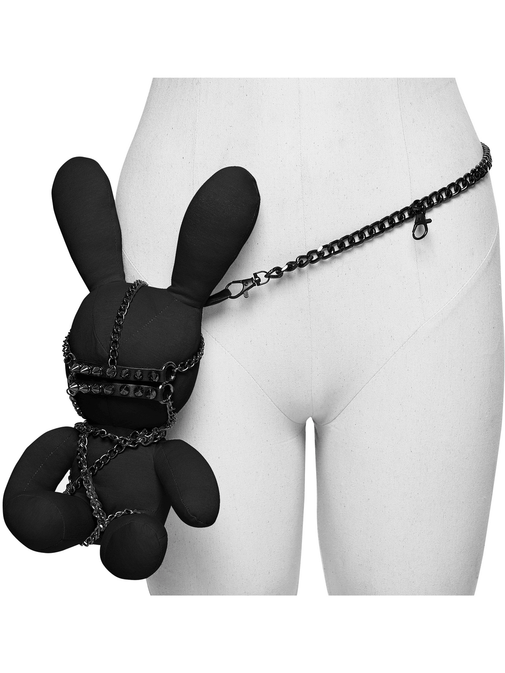Gothic Punk Rabbit Doll and Body Chain Accessory featuring a punk rivet doll with chains.