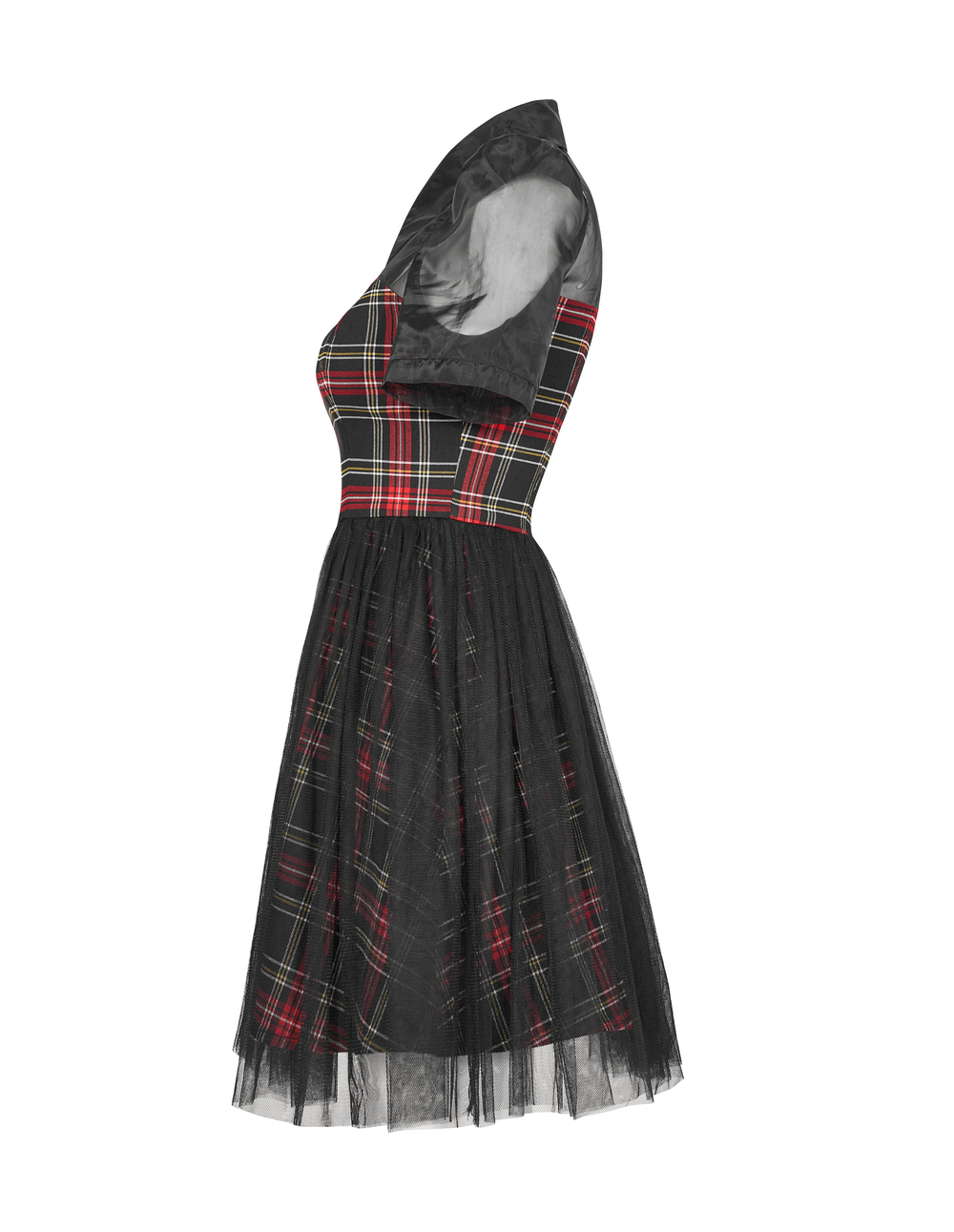 Gothic Punk Rave Plaid Dress with Heart Clasp Detailing