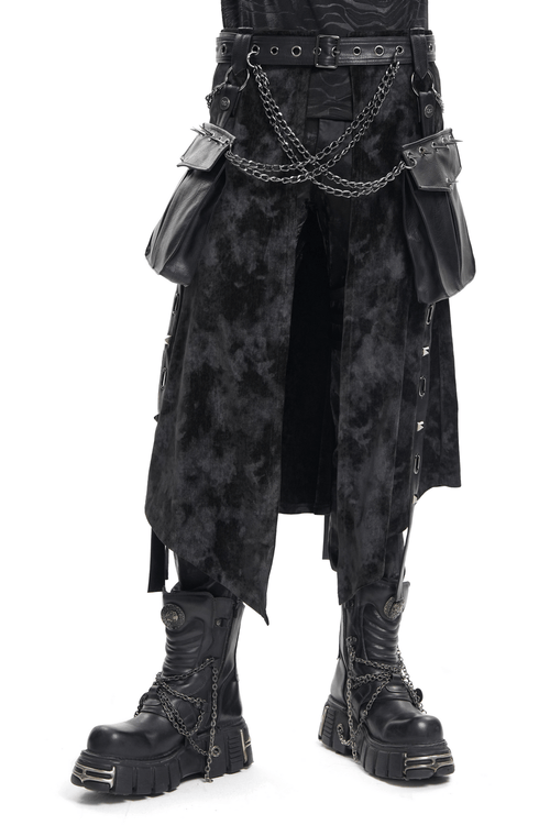 Jupe gothique punk avec chaînes et accessoires en cuir
