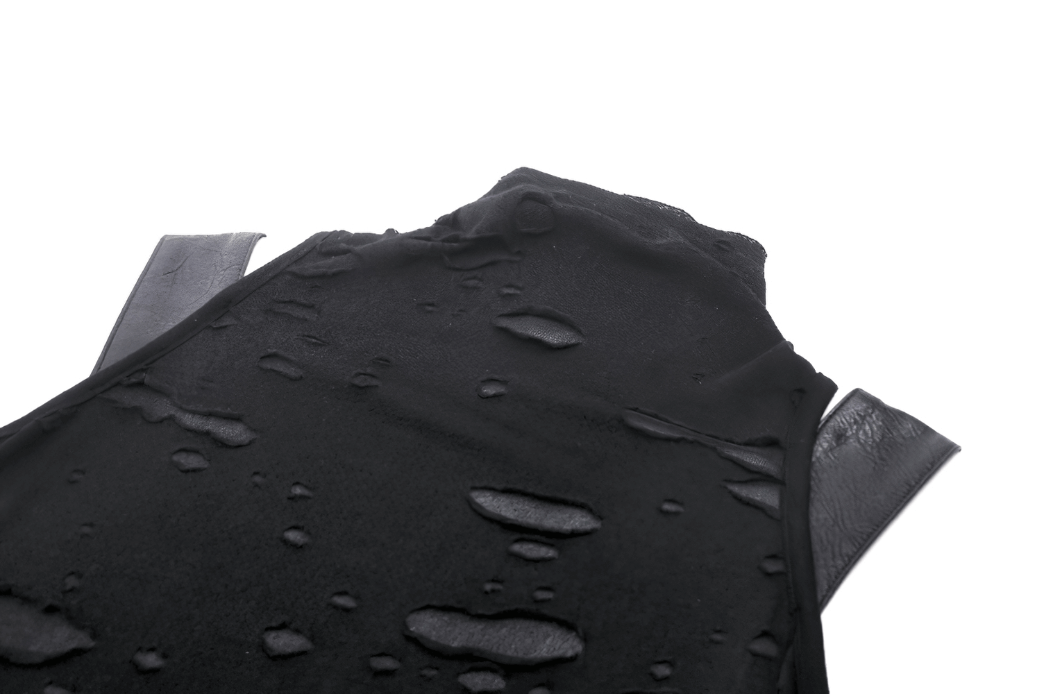 Gothic Punk Sleeveless Ripped Top with Buckle Straps, showcasing edgy ripped design and unique metal details.