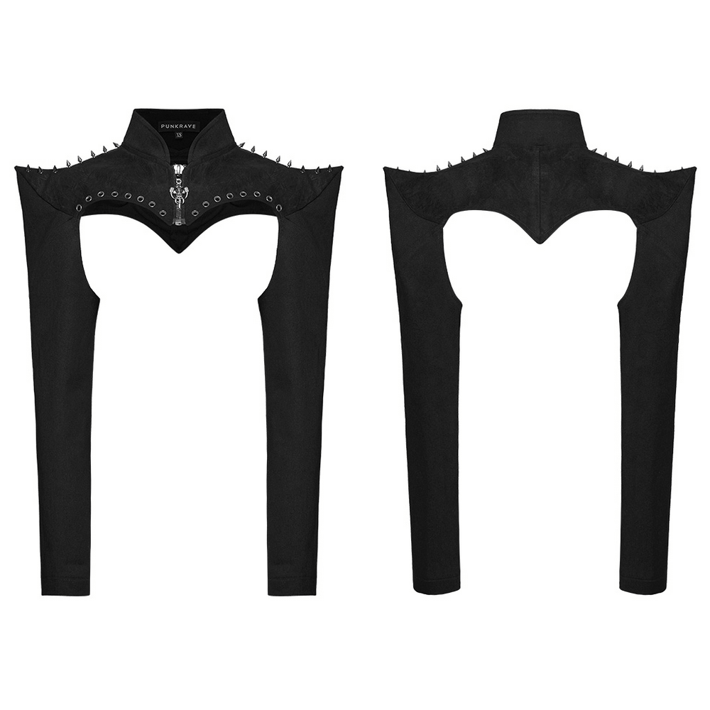 Gothic Punk Spiked Bolero with Leather and Denim Details