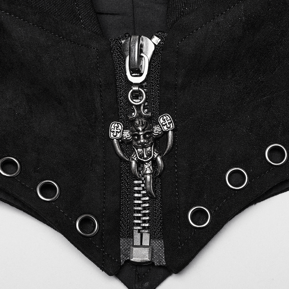 Gothic Punk Spiked Bolero mit Leder- und Denim-Details