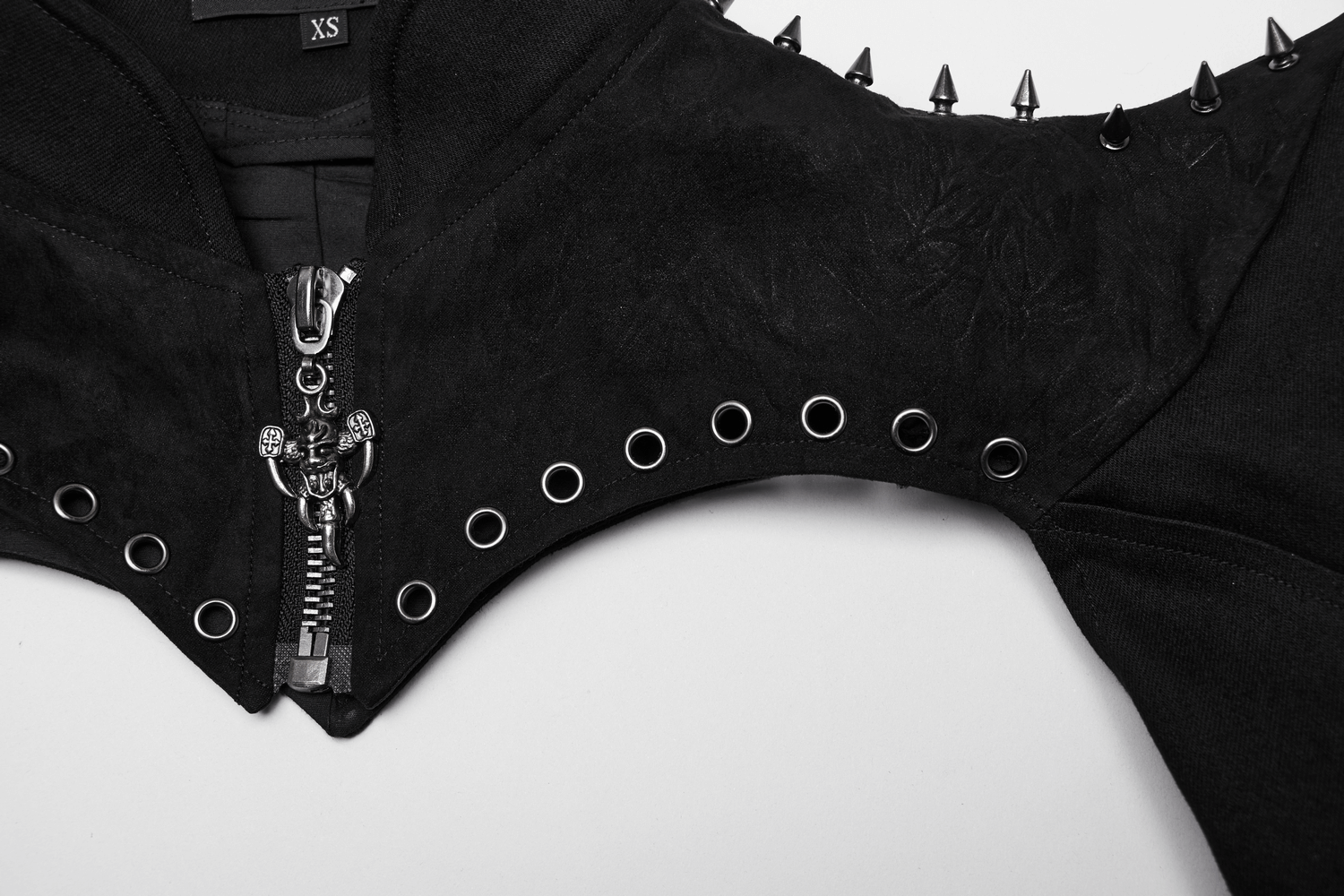 Gothic Punk Spiked Bolero with Leather and Denim Details