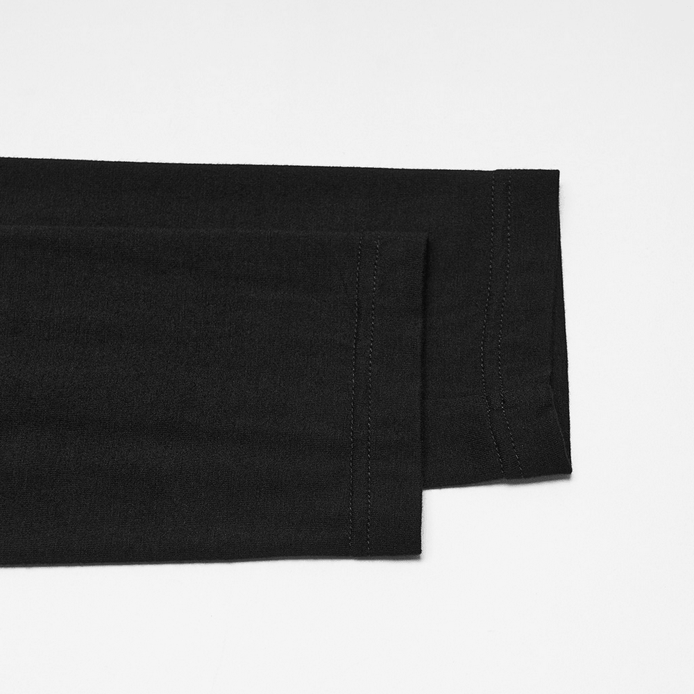Gothic Punk Turtleneck Top with Ruched Side Lacing black sleeve detail with corset-style side stitching