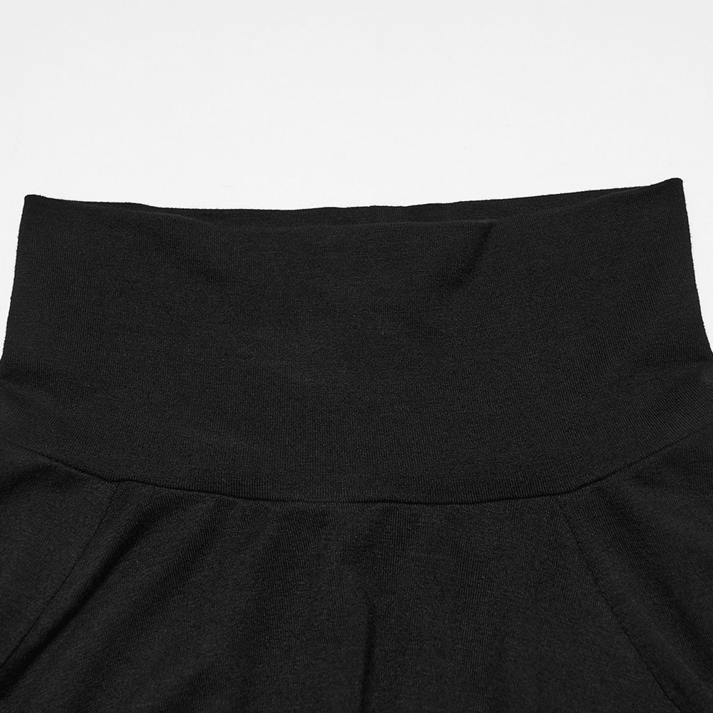 Gothic Punk Turtleneck Top with Ruched Side Lacing black high-neck stretchy base layer
