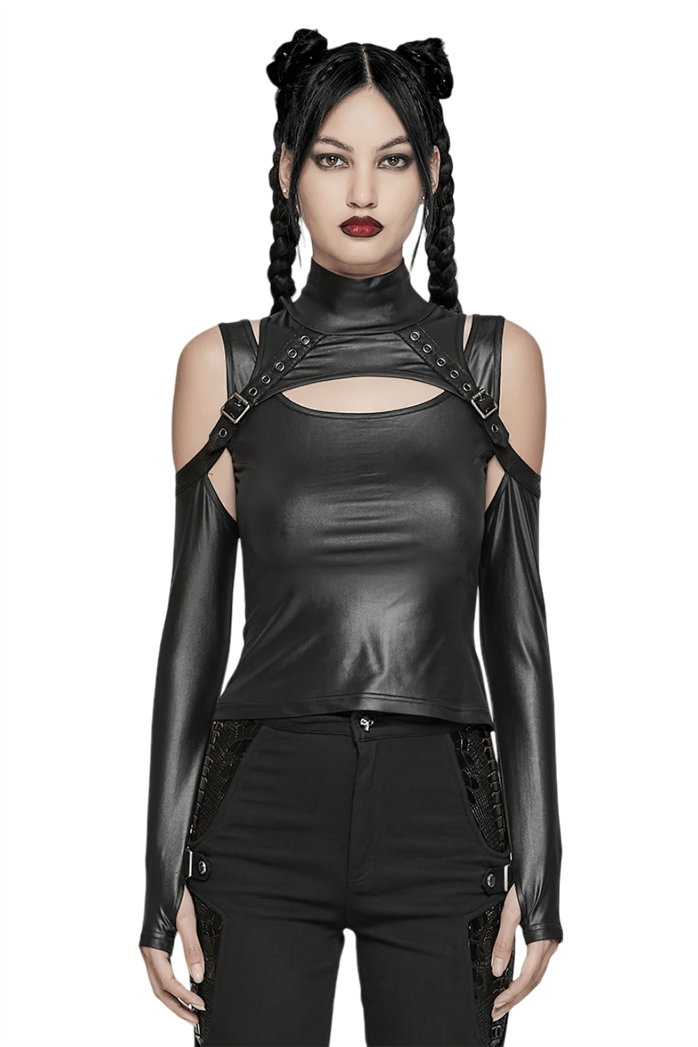 Gothic Punk Two-Piece Top with Detachable Sleeves