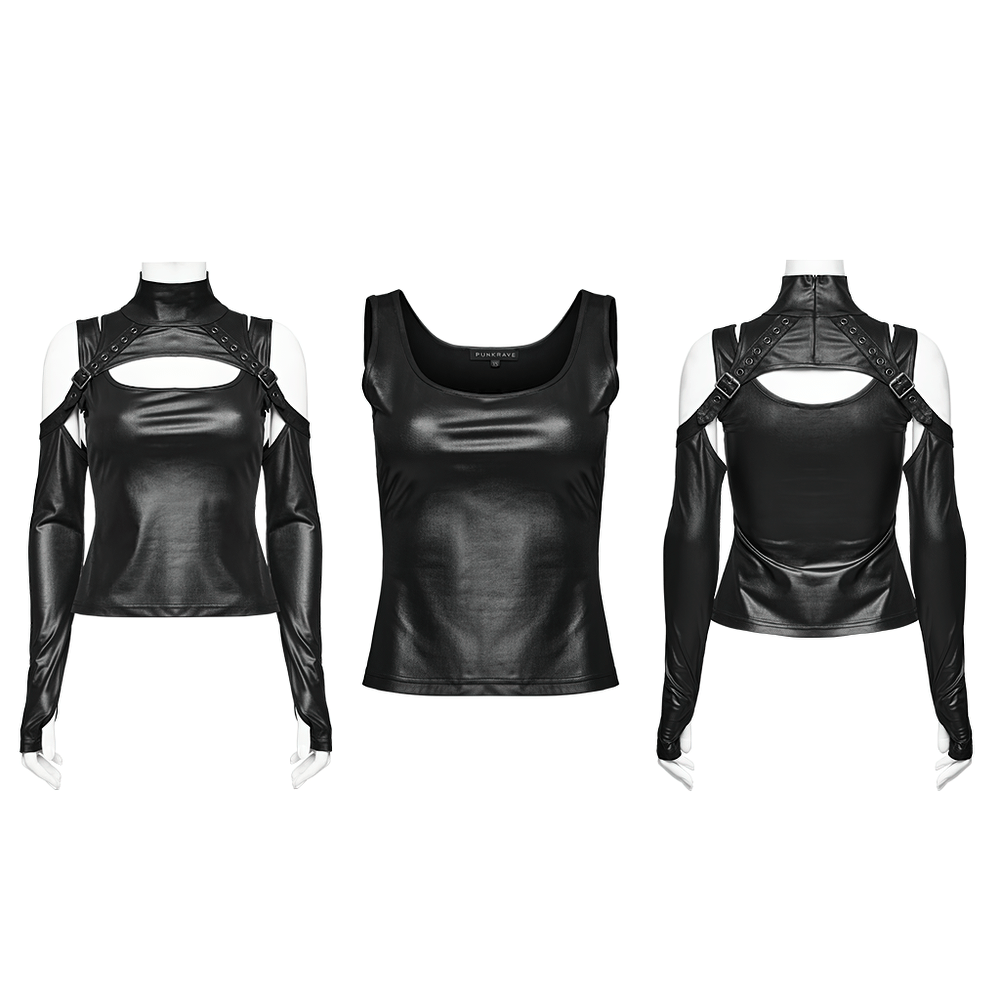 Gothic Punk Two-Piece Top with Detachable Sleeves