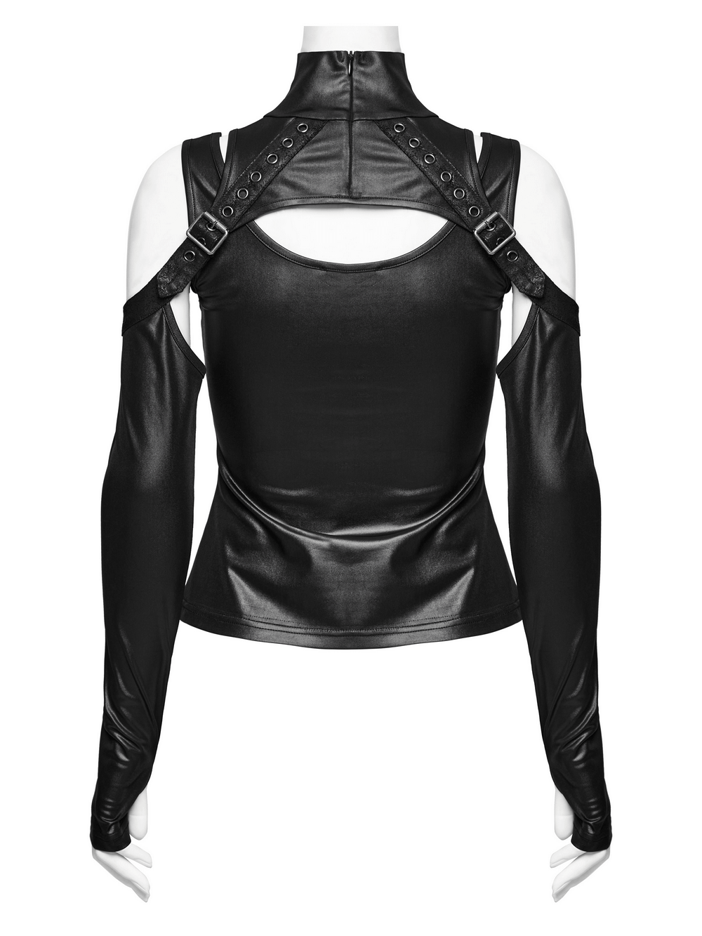 Gothic Punk Two-Piece Top with Detachable Sleeves