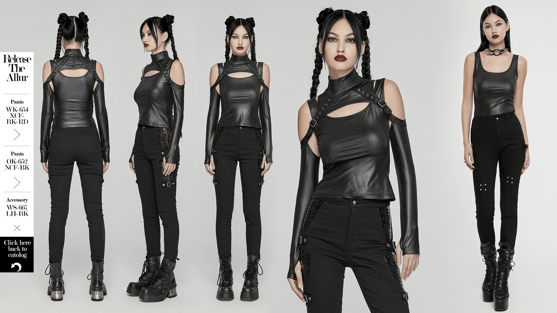 Gothic Punk Two-Piece Top with Detachable Sleeves