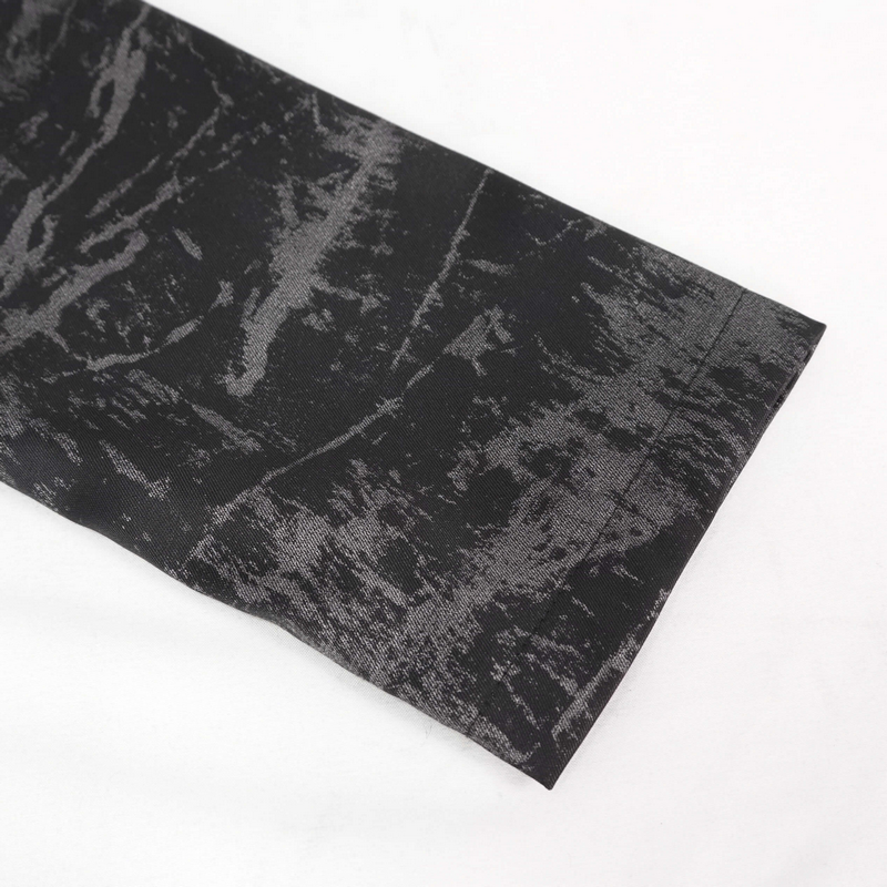 Close-up of textured black fabric, ideal for a gothic punk women's long coat.