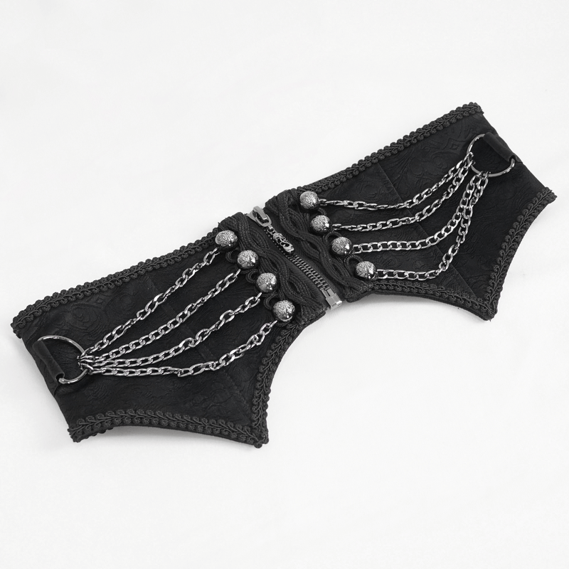 Gothic punk girdle with zippers and multi chains for men, showcasing edgy fashion and unique design.