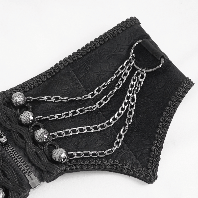 Men's gothic punk girdle featuring zippers, irregular cut, and multi-chains for edgy fashion enthusiasts.