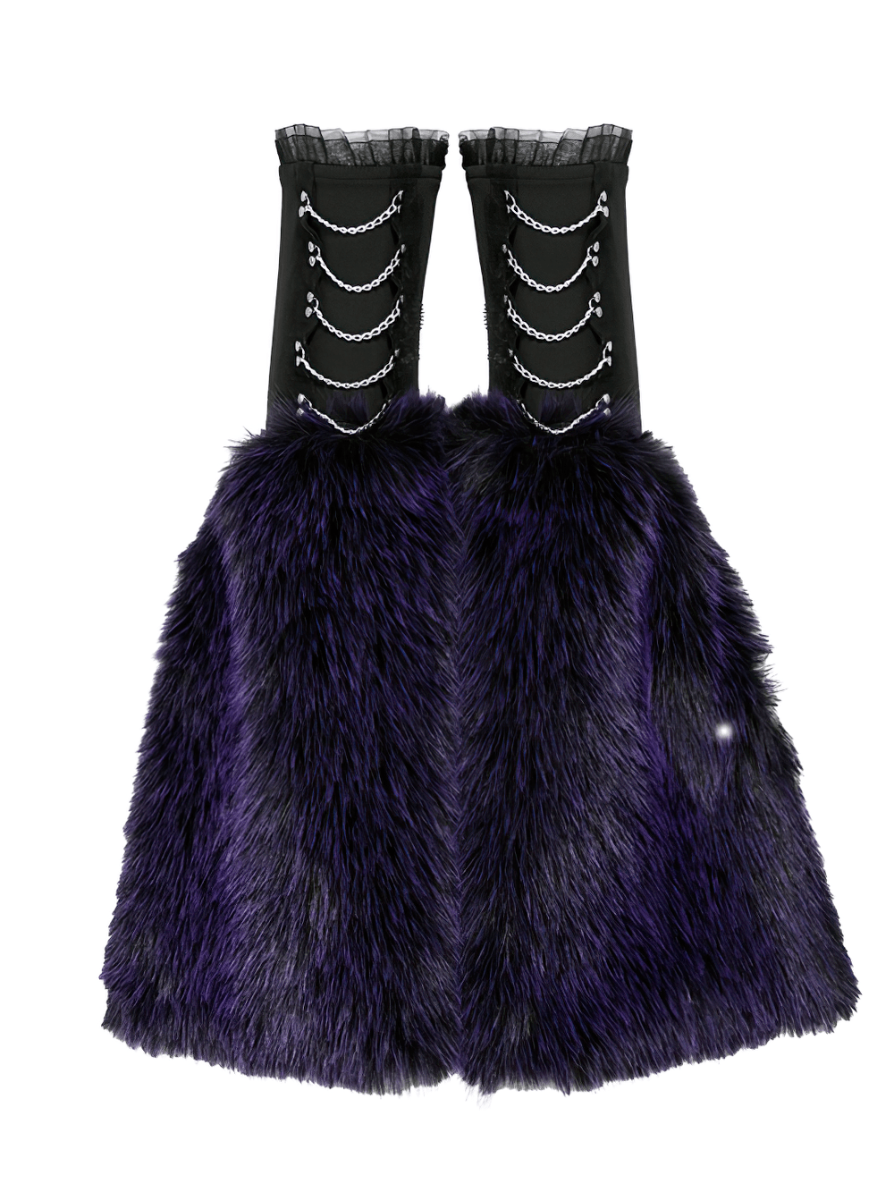 Gothische Beinstulpen aus lila Kunstfell mit Schnallen