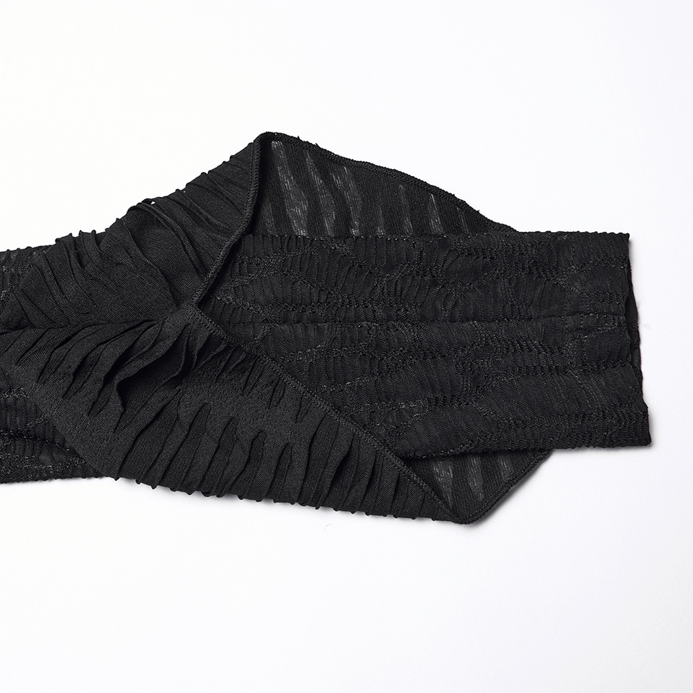 Gothic Ragged Knit Mesh Dress with Fish-tail Hem close-up of textured black fabric