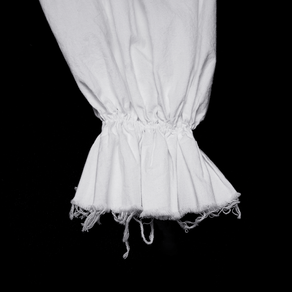 Gothic Retro Shirt with Bubble Sleeves and Ruffles detailed sleeve cuff showcasing ruffled design.
