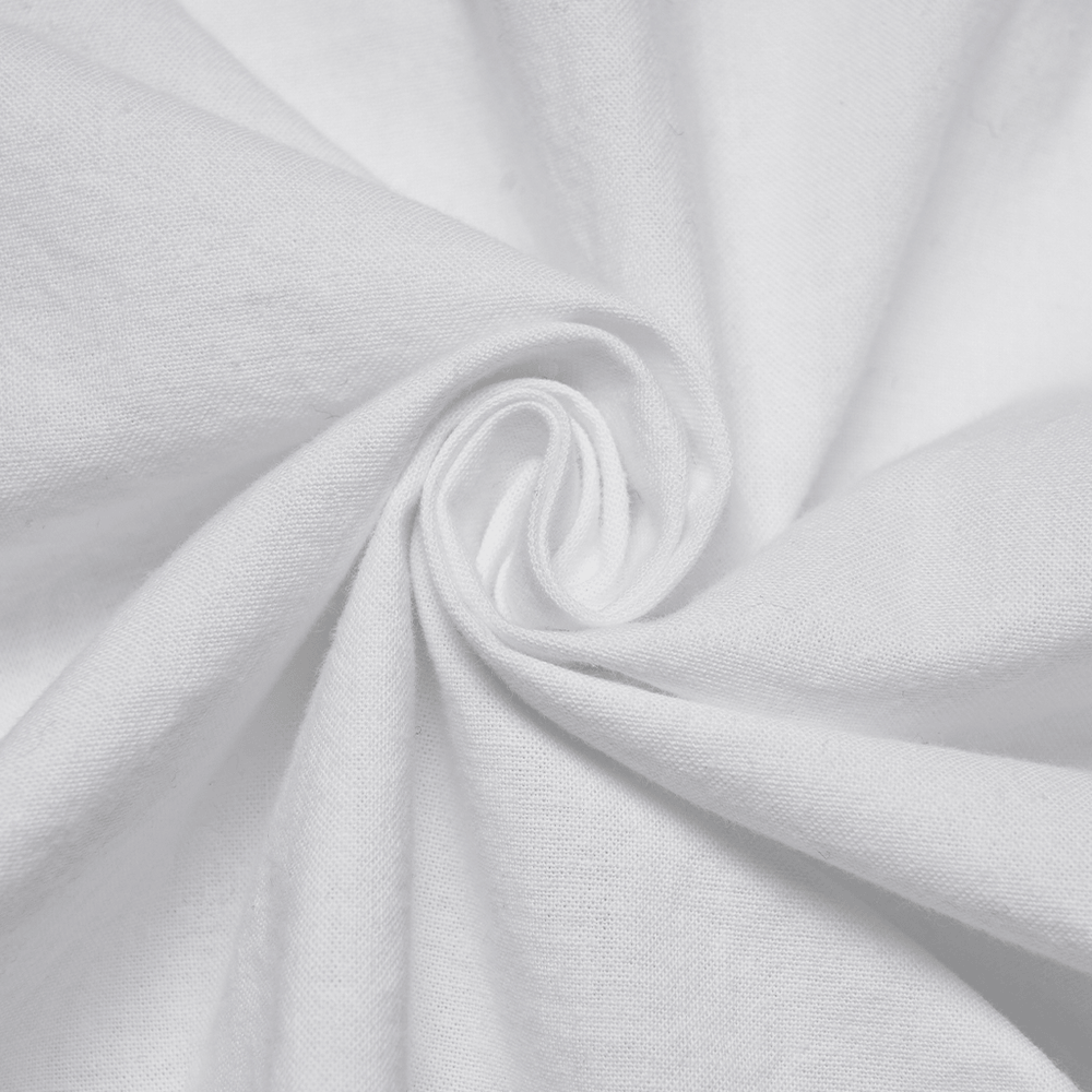 Close-up of soft cotton fabric for Gothic Retro Shirt with Bubble Sleeves and Ruffles, showcasing its smooth texture.