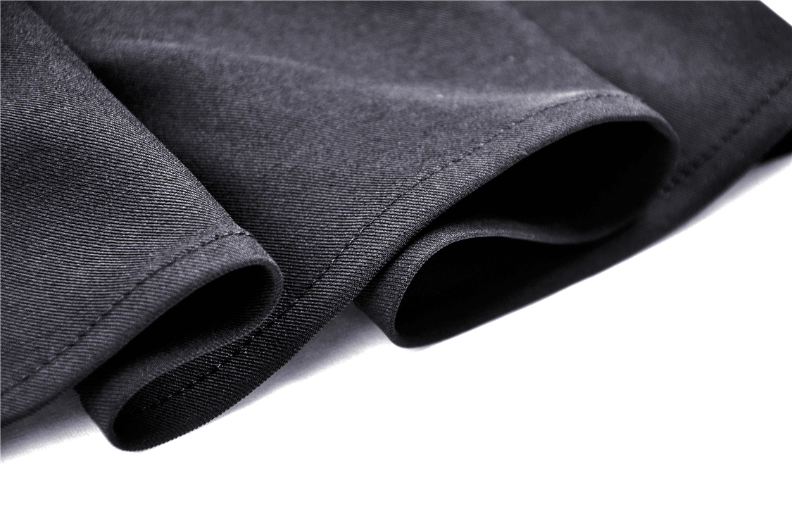 Close-up of soft black fabric showcasing the luxurious texture of a Gothic dress.