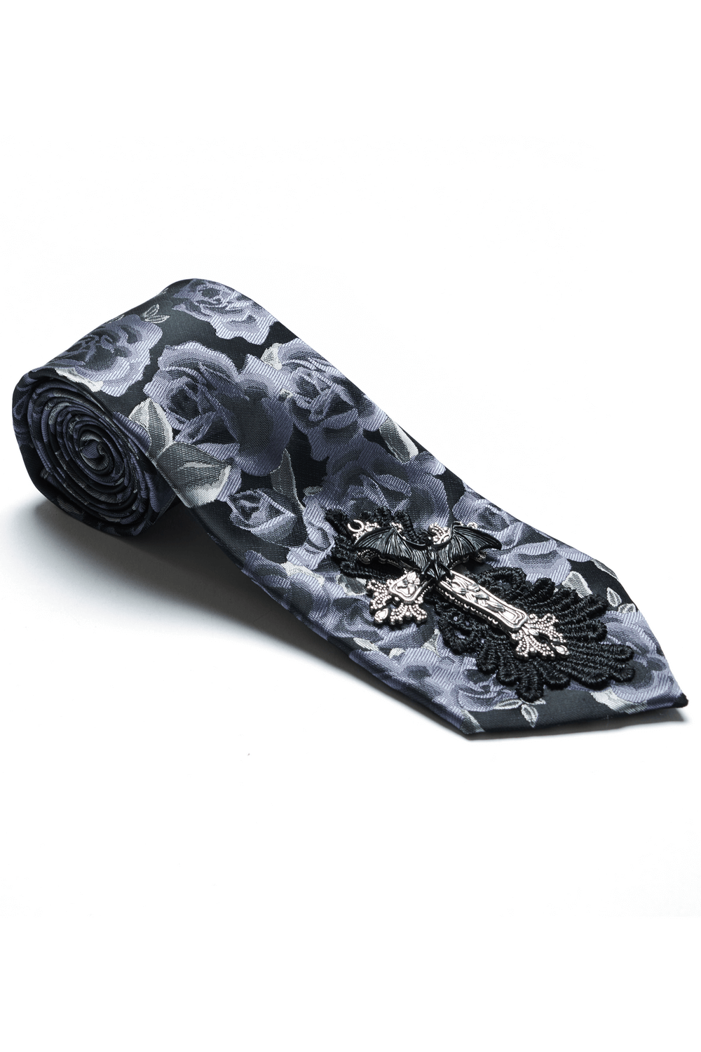 Gothic Rose Bat Design Necktie - Elegant Accessory