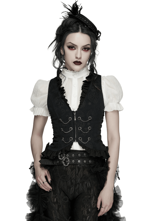 Gothic Ruffle Chain Waistcoat with Adjustable Drawstrings