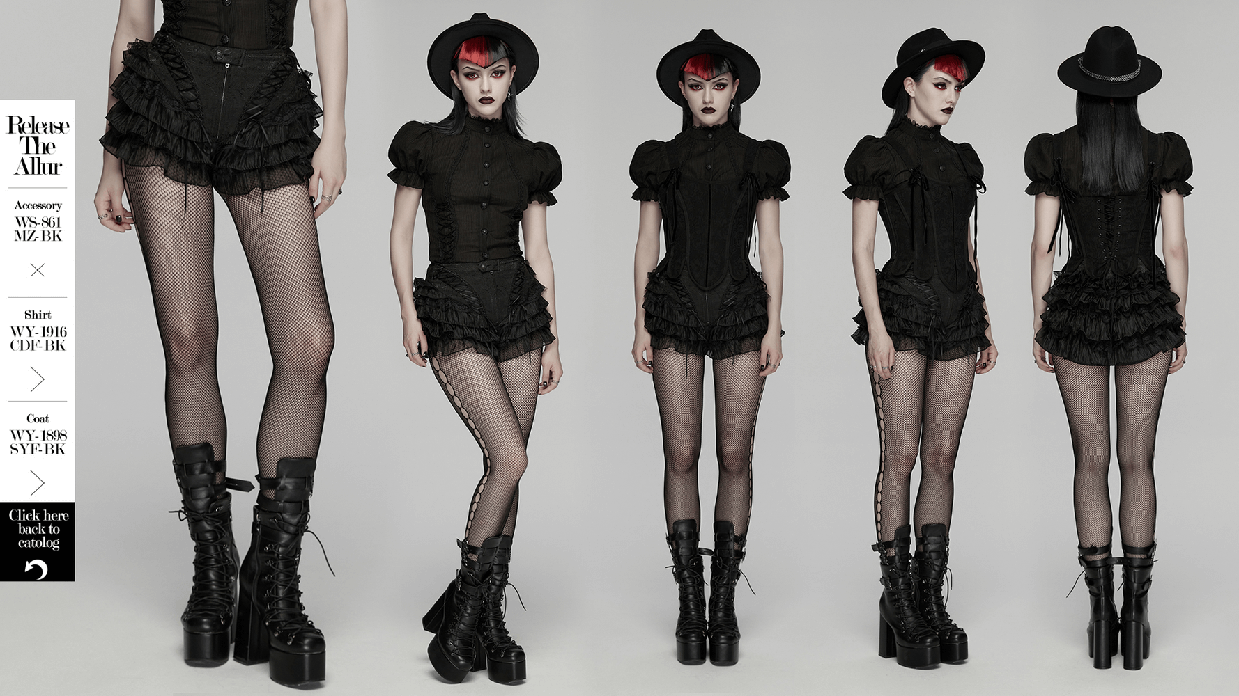 Gothic Ruffle Lace Cake Shorts with Diagonal Drawstrings on model showcasing stylish gothic fashion.