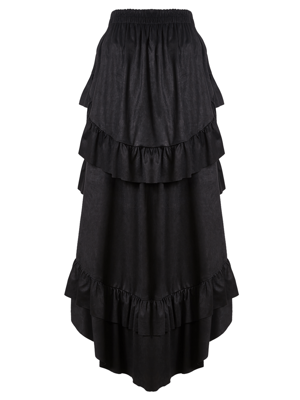 Gothic ruffled black skirt with layered design, perfect for alternative fashion lovers.