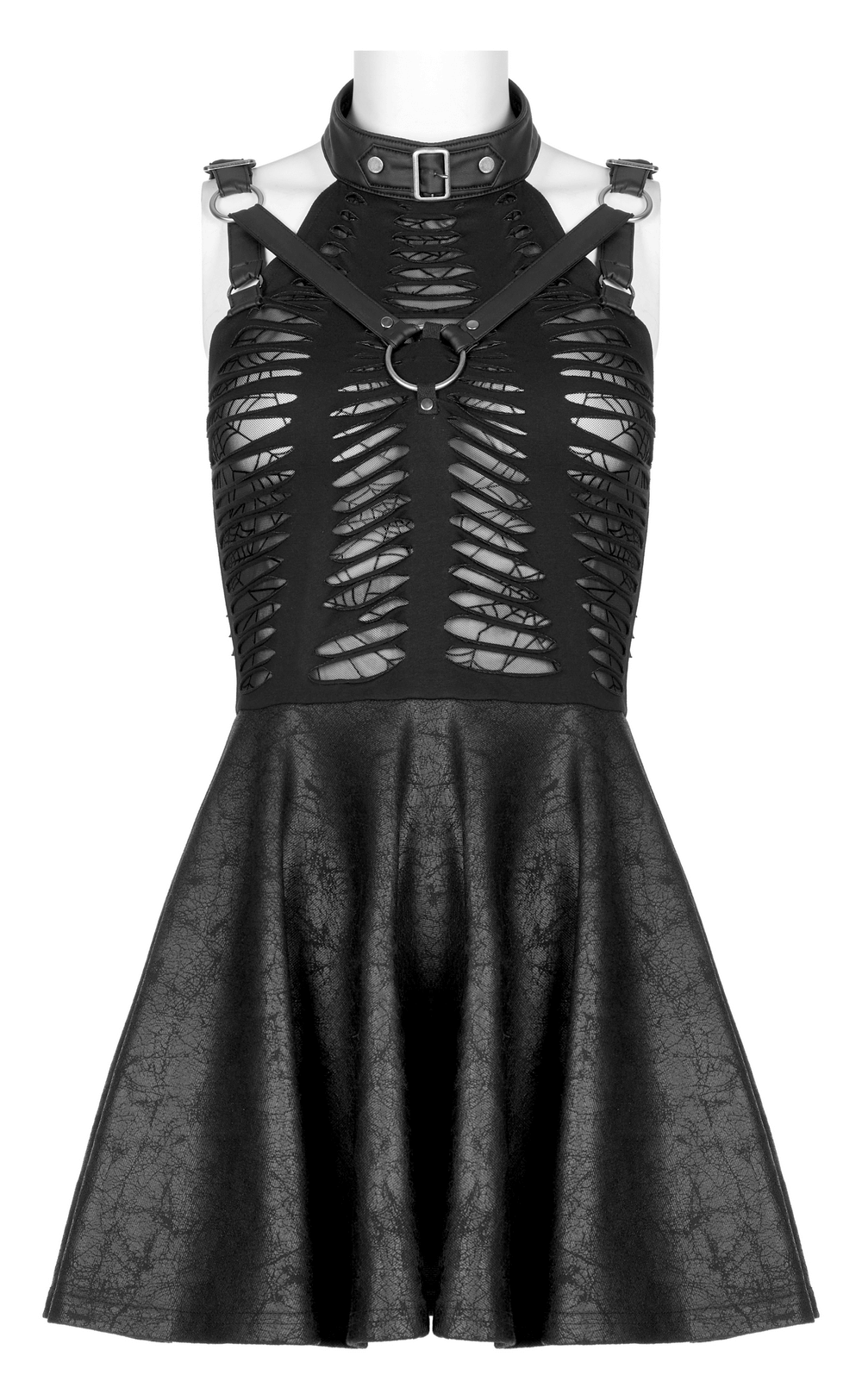 Gothic Sexy Cut Mini Dress with Spider Web Detail - HARD'N'HEAVY