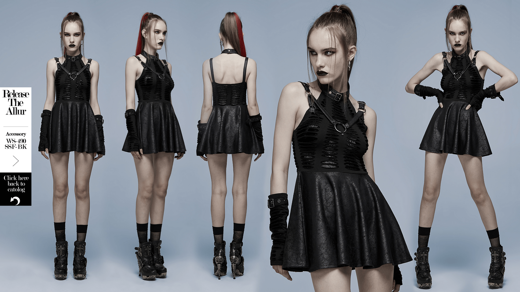 Gothic Sexy Cut Mini Dress with Spider Web Detail - HARD'N'HEAVY