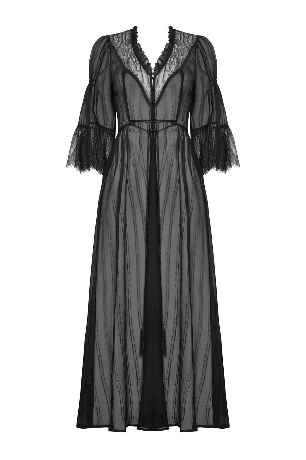 Gothic Sexy Mesh Spliced Long Outerwear for Women
