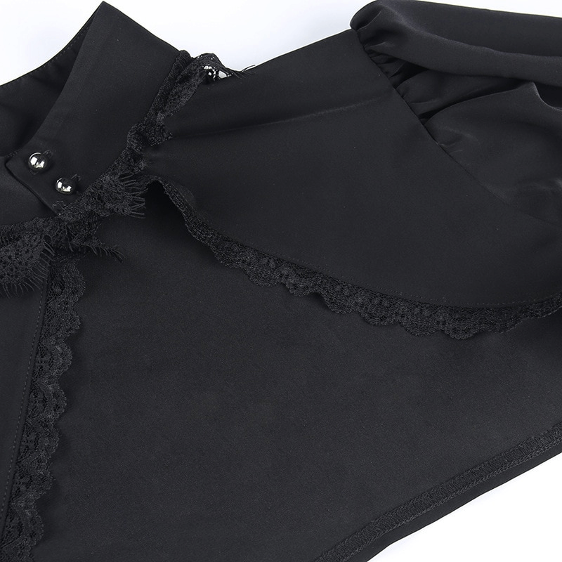 Gothic sexy v-neck collar bolero showcasing elegant black fabric and lace detailing, perfect for alternative fashion.