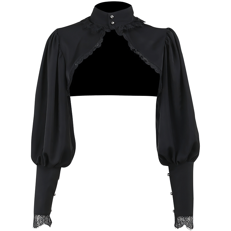 Gothic sexy v-neck collar bolero with lantern long sleeves, a stylish aesthetic piece for women's alternative fashion.