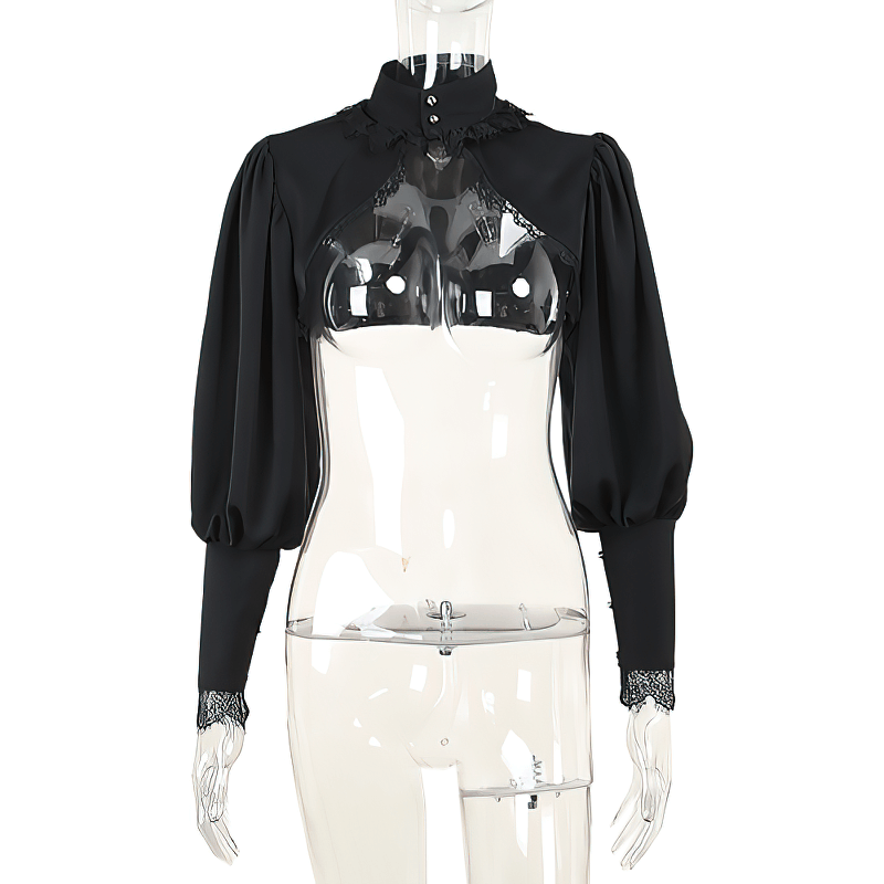 Gothic sexy v-neck collar bolero with lantern sleeves, perfect for alternative fashion enthusiasts.