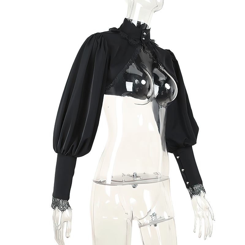 Gothic Sexy V-Neck ollar Bolero with Lantern Long Sleeves / Aesthetic Women's Clothing Gothic Sexy V-Neck ollar Bolero with Lantern Long Sleeves / Aesthetic Women's Clothing