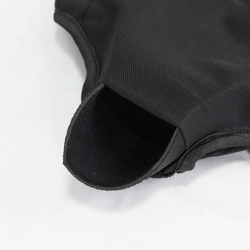 Close-up of the black gothic women's one-piece swimsuit showcasing stylish cut and smooth fabric detailing.