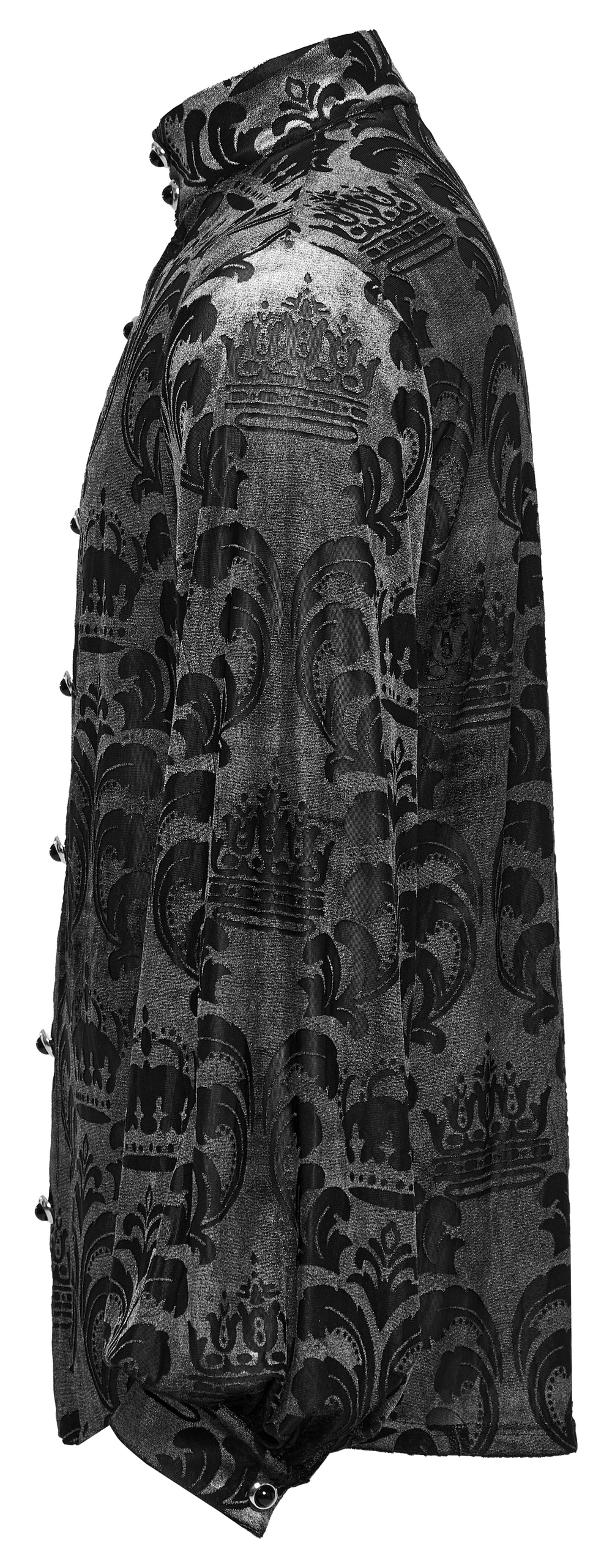 Camisa Gótica con Estampado de Coronas de Terciopelo para Hombre