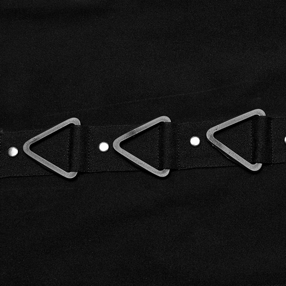 Gothic Short-Sleeve Shirt with Triangular Buckles