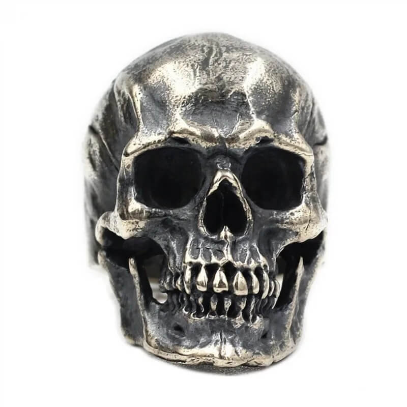 Gothic Silver Colour Biker Skull Ring / Punk Motorcycle Band Jewellery / Cool Mens Rings - HARD'N'HEAVY