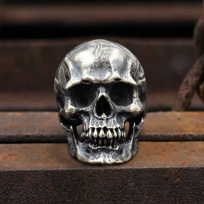 Gothic Silver Colour Biker Skull Ring / Punk Motorcycle Band Jewellery / Cool Mens Rings - HARD'N'HEAVY