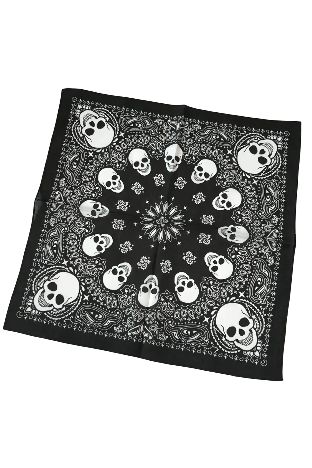 Gothic Skeleton Headscarf with Ornate Printed Border