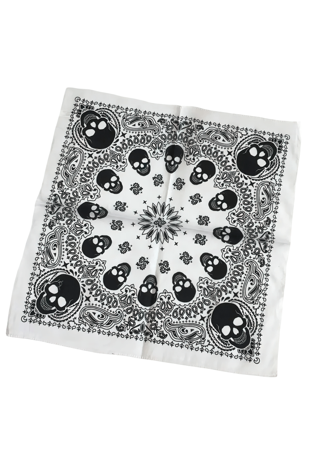 Gothic Skeleton Headscarf with Ornate Printed Border