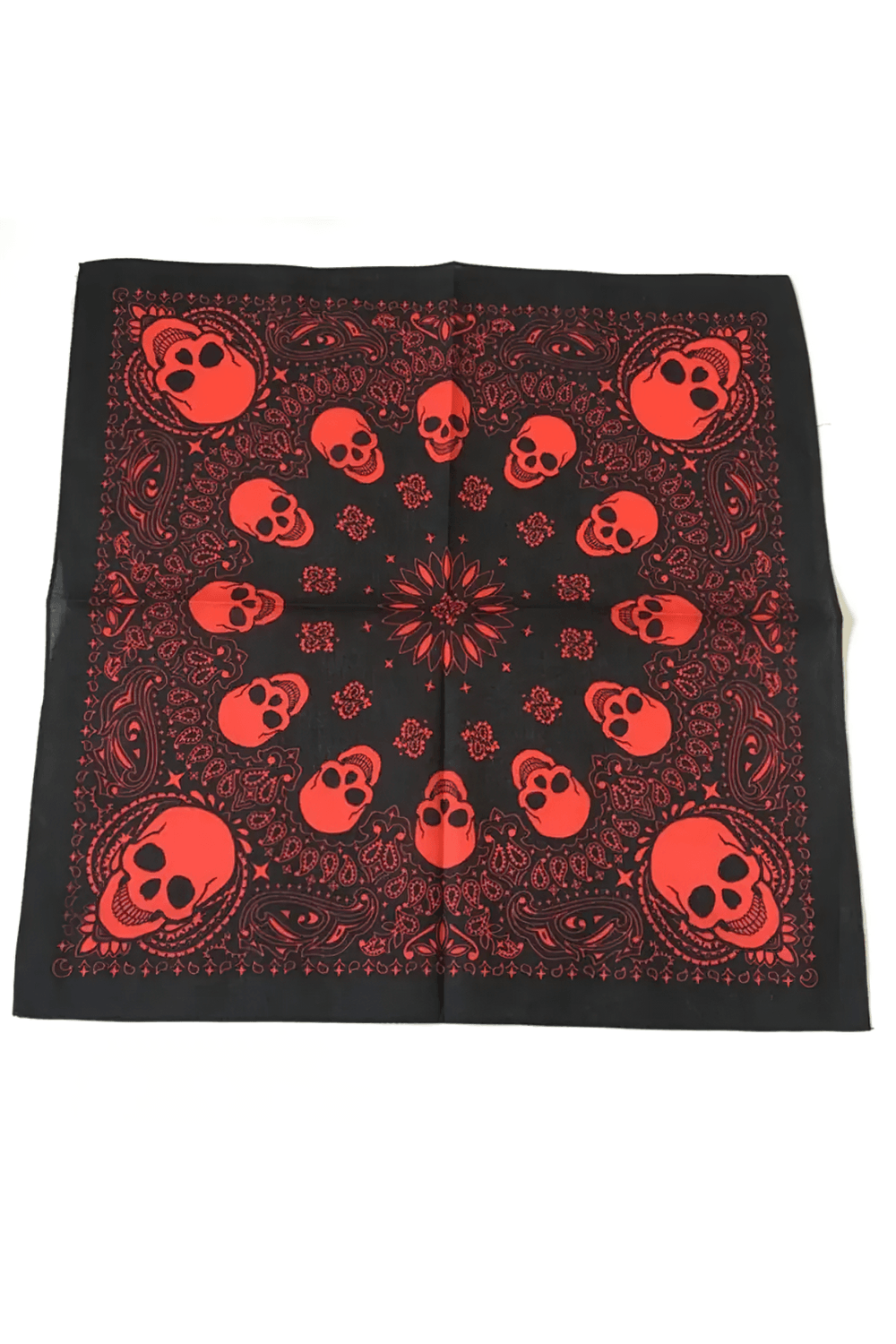Gothic Skeleton Headscarf with Ornate Printed Border